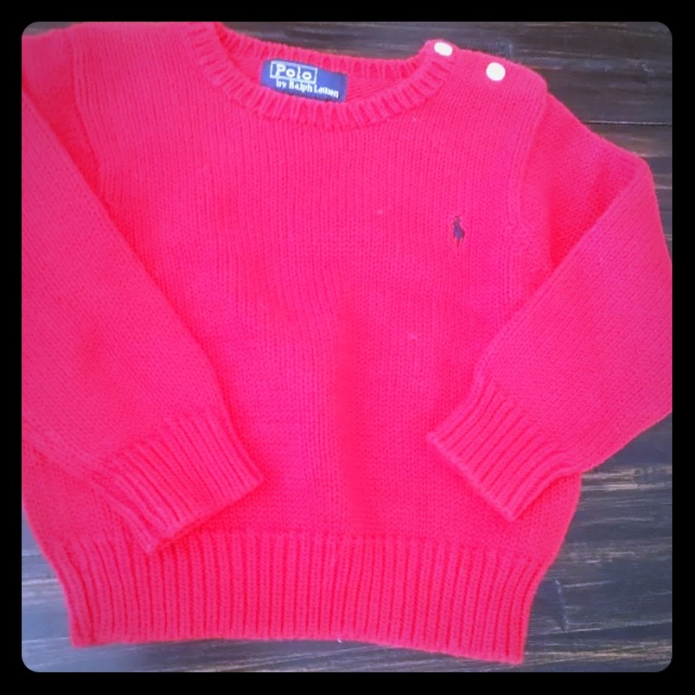 Ralph Lauren sweater cotton red 12mo nwt